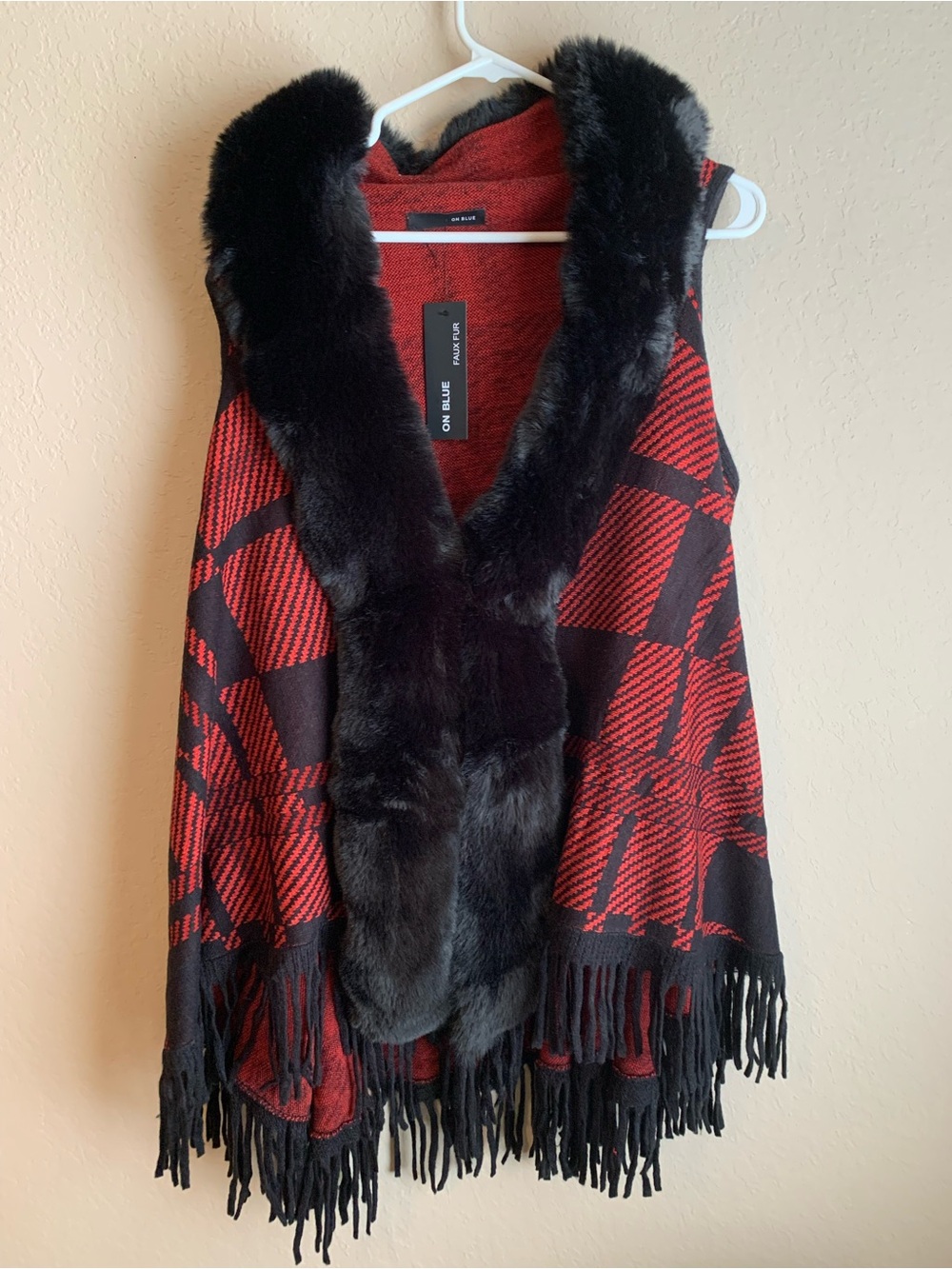 On Blue One Size Faux Fur Ling Vest Winter Special Occasion Holiday Outings